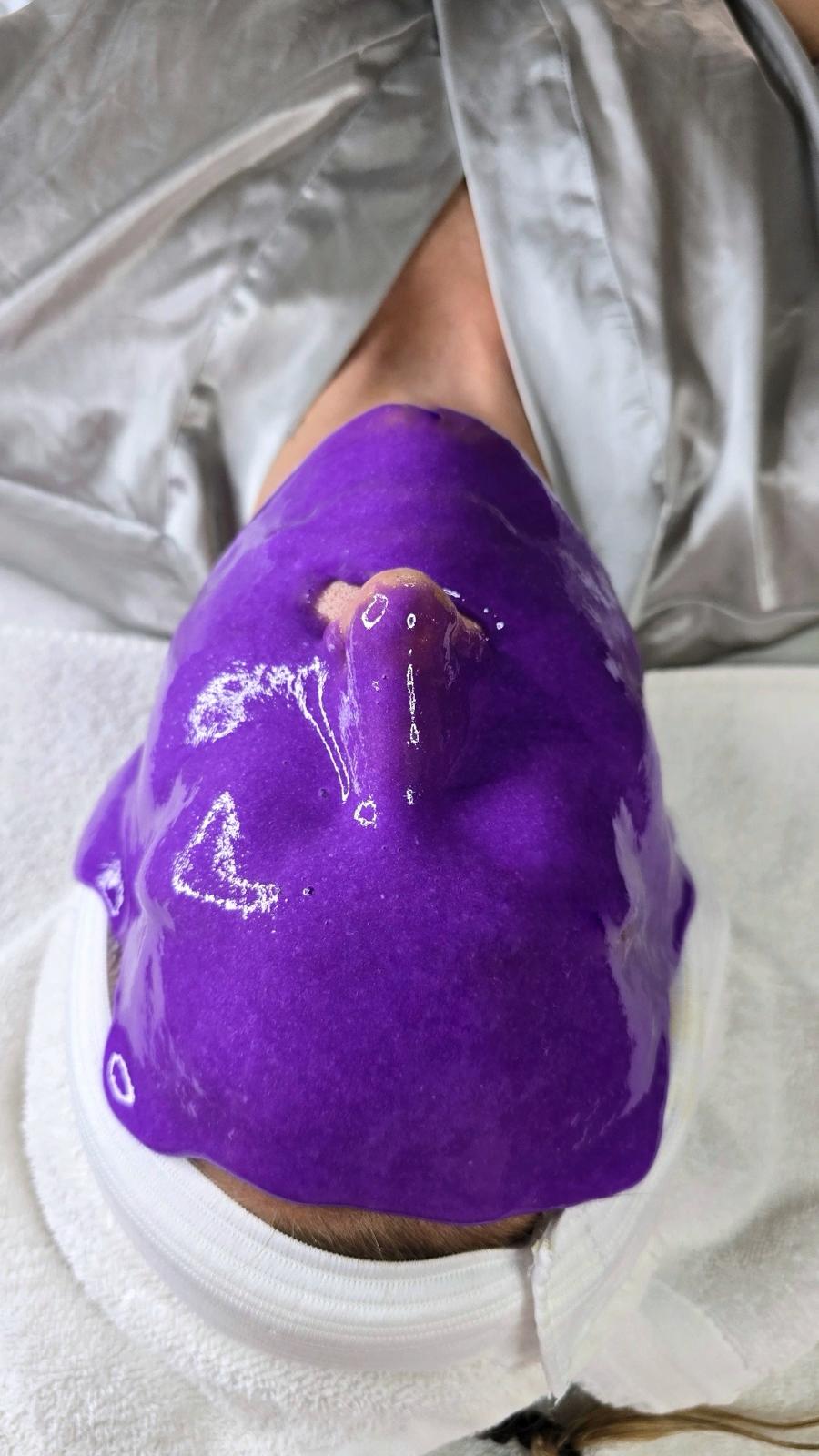 professional jelly mask applied during facial treatment to lock in hydration
